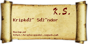 Kripkó Sándor névjegykártya