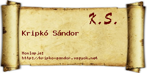 Kripkó Sándor névjegykártya